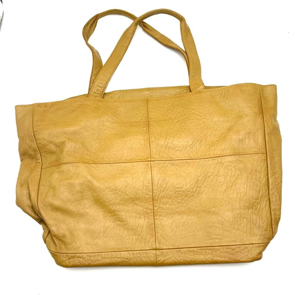 NEW - ANTHROPOLOGIE EVERYDAY leather carryall tote bag mustard SUMMER/SPRING